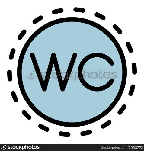 Round wc sign icon. Outline round wc sign vector icon color flat isolated. Round wc sign icon color outline vector