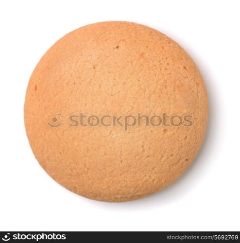 Round wheat butter cookie isolated on white