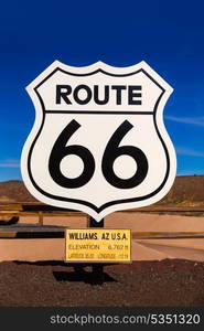 Route 66 road sign in Williams Arizona USA