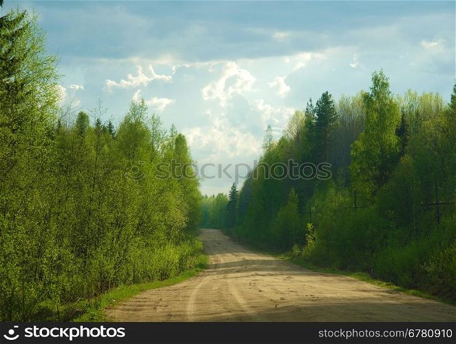 route with sky and trees