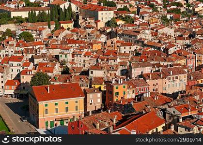 Rovinj, Croatia. Orange roofs of houses in an ancient part of a city