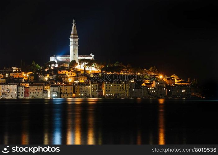 Rovinj sea side town at night, Istrian peninsula, Croatia