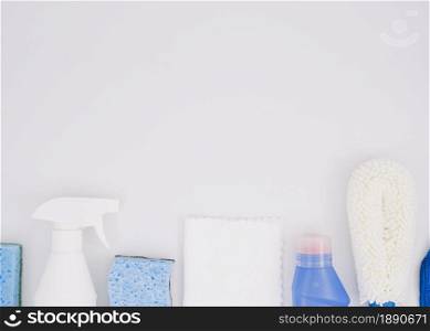 row cleaning products white background . Resolution and high quality beautiful photo. row cleaning products white background . High quality and resolution beautiful photo concept