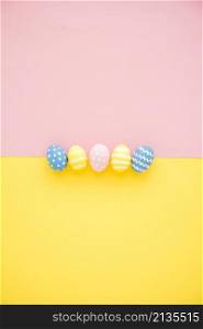 row colourful easter eggs