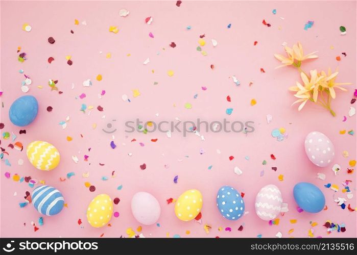 row easter eggs bright confetti