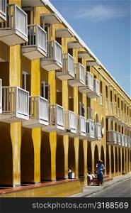 Row of balconies in a building, Cartagena, Colombia