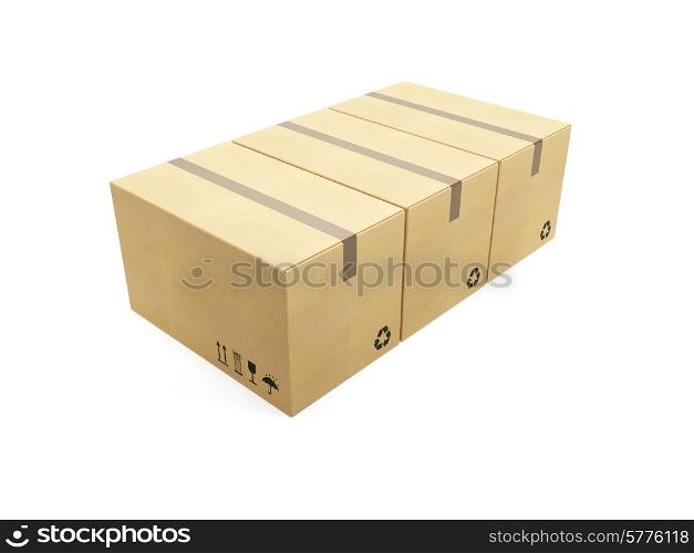 row of cardboard box, 3d render