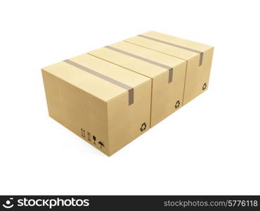row of cardboard box, 3d render