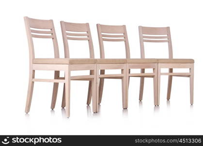 Row of chairs isolated on the white