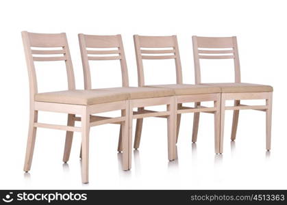 Row of chairs isolated on the white