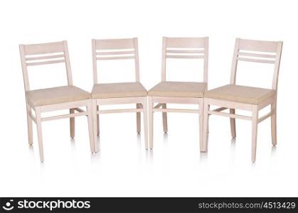 Row of chairs isolated on the white