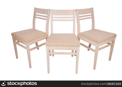 Row of chairs isolated on the white