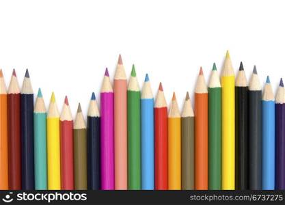 row of colorful pencils with copy space