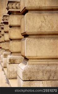 Row of columns in perspective in old historic building
