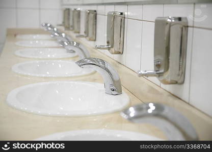row of faucet