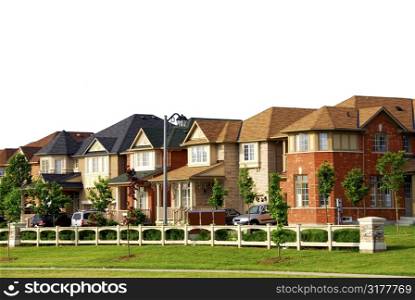 Row of new residential houses in suburban neighborhood