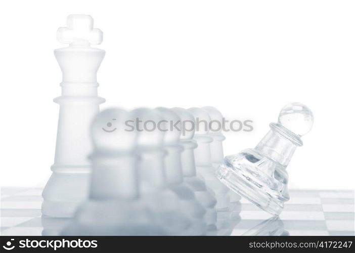 row of pawns are defending king, cut out from white