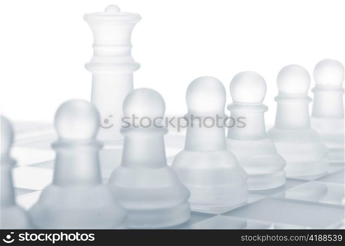 row of pawns are defending king, cut out from white