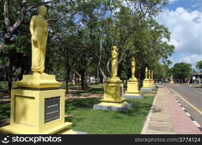 Row of statues in Mihintale, Sri Lanka
