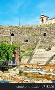 Rows of ancient Roman theater in Catania, Italy