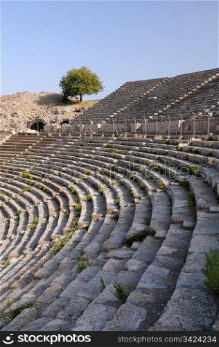 Rows of ancient theater in Ephesus, Turkey