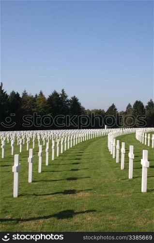 Rows of graves in the American Military Cemetary in Luxembourg