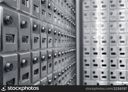 Rows of personal mailboxes