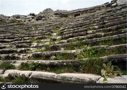 Rows of seats in the theater in Sagalassos in Turkey