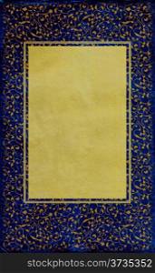 royal blue old paper with golden frame