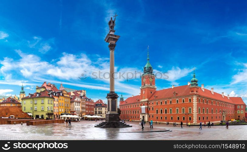 Royal Castle and Sigismund Column in Warsaw in a summer day, Poland
