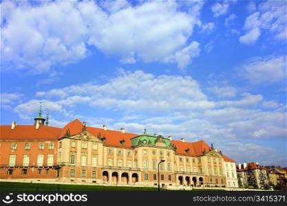 Royal Castle in the Old Town of Warsaw, Poland, composition with copy space