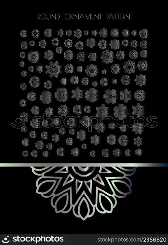 Royal circle design elements. Silver texture. Silver mandala on white background. Silver art mandala
