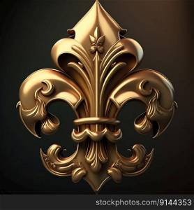 Royal gold fleur de lis ornament. Generative AI. High quality illustration. Royal gold fleur de lis ornament. Generative AI