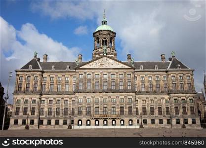 Royal Palace (Dutch: Koninklijk Paleis) in the city of Amsterdam, Netherlands, 17th century classical style.