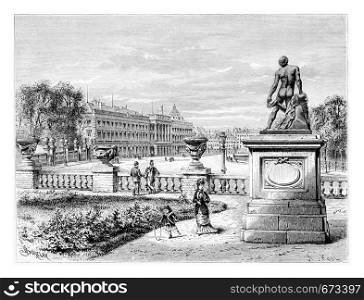 Royal Palace of Brussels in Brussels, Belgium, drawing by Barclay based on a photograph by Levy, vintage illustration. Le Tour du Monde, Travel Journal, 1881