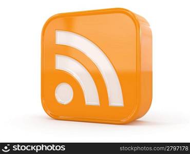 Rss or feed icon on white isolated background. 3d