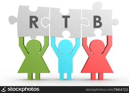 RTB - Real Time Bidding puzzle in a line image with hi-res rendered artwork that could be used for any graphic design.