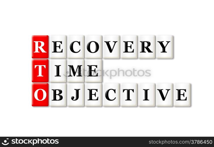 RTO - Recovery Time Objective acronym on white background