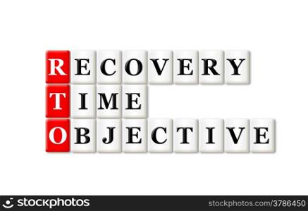 RTO - Recovery Time Objective acronym on white background
