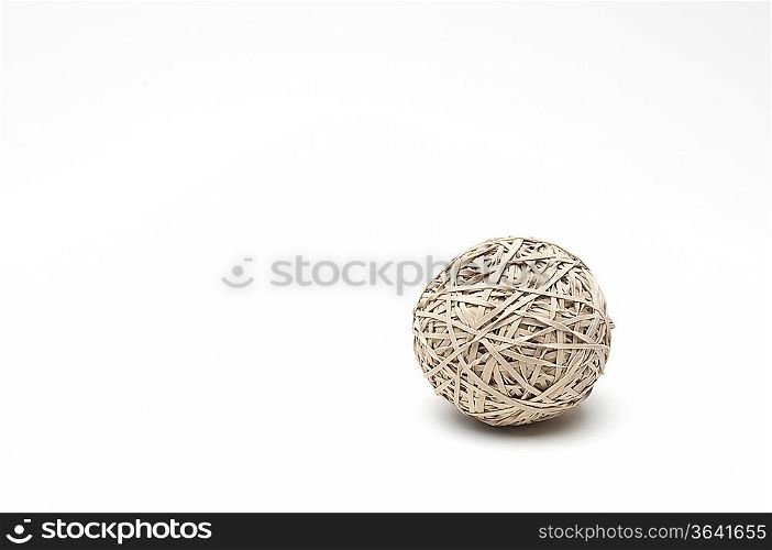 Rubber band ball on white background