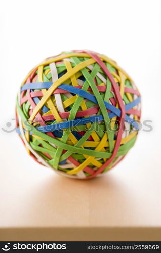 Rubber Band Ball Sitting On Desk