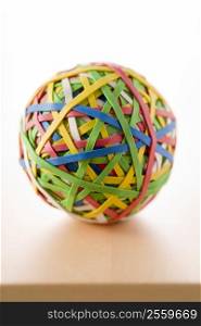 Rubber Band Ball Sitting On Desk