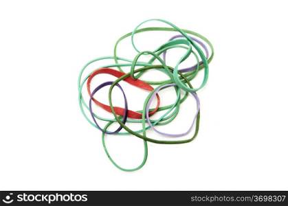 rubber bands to tie kitchen object on a white background