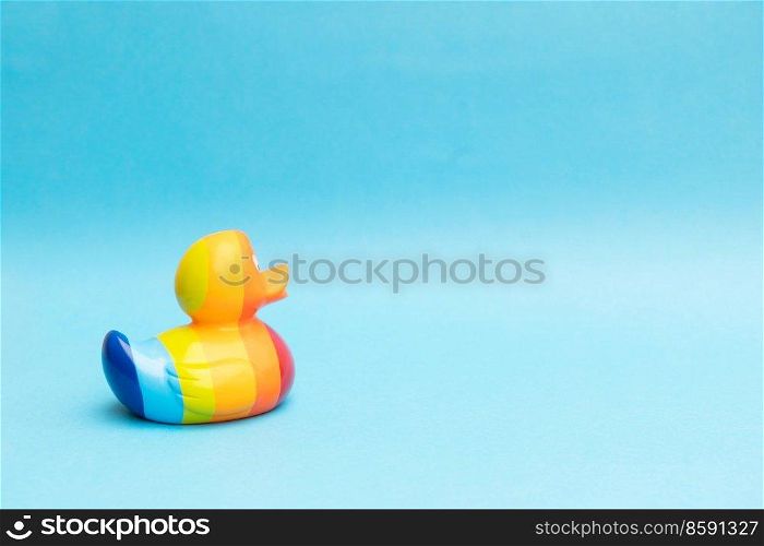 Rubber duck in rainbow color, lbgt concept background. Rubber duck in rainbow color