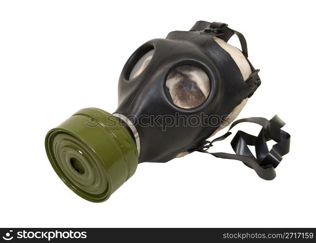 Rubber gas mask to protect the wearer from airborne pollutants and toxic gases - path included