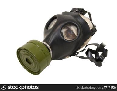 Rubber gas mask to protect the wearer from airborne pollutants and toxic gases - path included