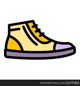 Rubber sneakers icon. Outline rubber sneakers vector icon color flat isolated. Rubber sneakers icon color outline vector