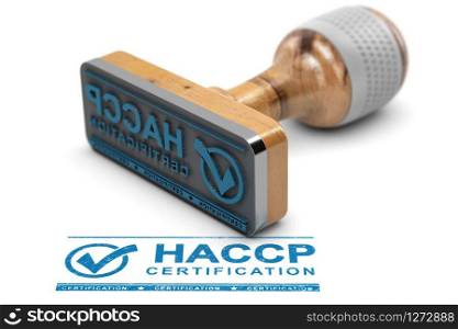 Rubber stamp with the text HACCP certification stamped over white background. 3D illustration.. HACCP Hazard Analysis of Critical Control Points