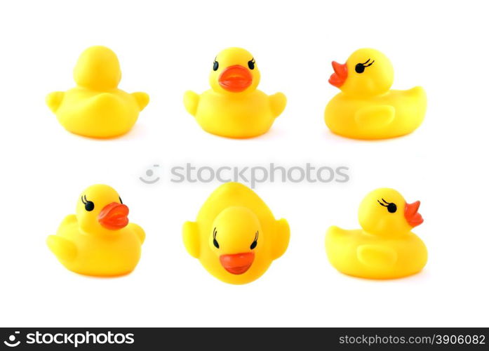 rubber yellow duck isolated on white