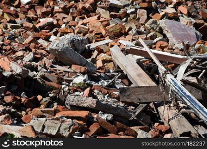 rubble of a demoished house